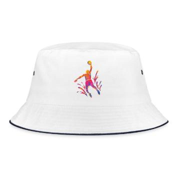 Basketball Player Colorful Paint Slam Dunk Sports - Bucket Hat - white/navy - Front