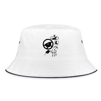 logo Car driving instructor - Bucket Hat - white/navy - Front