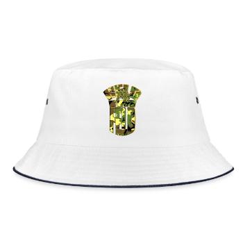 Held im Feld - Soldat Camouflage Gotcha Paintball - Bucket Hat - Weiß/Navy - Vorne