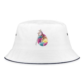 Osterhase & Osterei Bunte Illustration - Bucket Hat - Weiß/Navy - Vorne