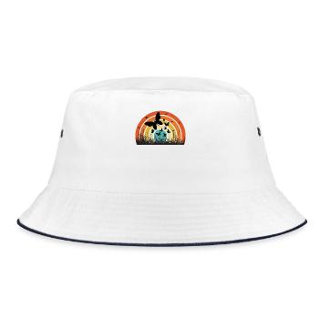 Colored butterfly circle on sunset - Bucket Hat - white/navy - Front