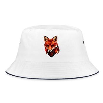 Stylized fox, Geometric - Bucket Hat - white/navy - Front