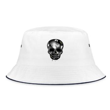 extravagant skull colored in chrome look - Bucket Hat - white/navy - Front
