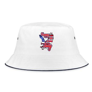Happy 4th of July - Independence Day - Bucket Hat - Weiß/Navy - Vorne