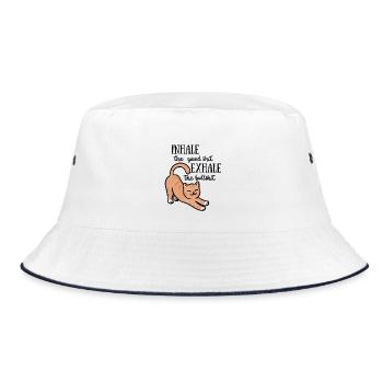 Positivity Cat - Bucket Hat - Weiß/Navy - Vorne