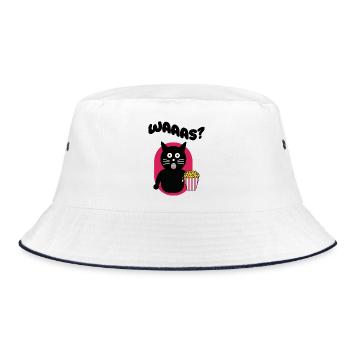 Filme Katze Popcorn Statement Theater Streaming - Bucket Hat - Weiß/Navy - Vorne