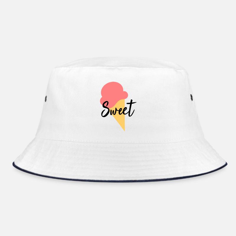 Eis Eiscreme Erdbeere Erdbeereis Sommer Festival - Bucket Hat - Weiß/Navy