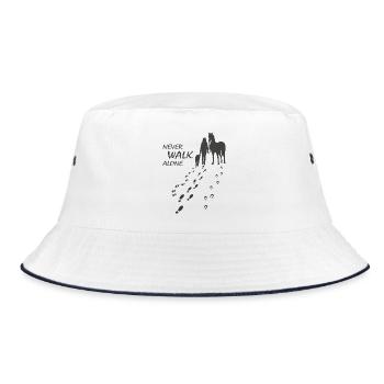 Hund Pferd Reiterin - Never walk alone, Backprint - Bucket Hat - Weiß/Navy - Vorne