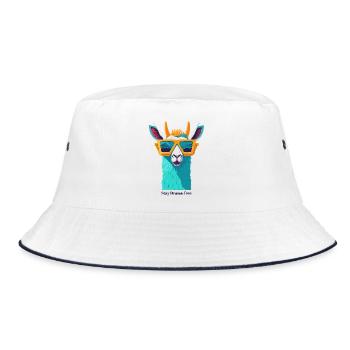 Retro Lama Revolt - Bucket Hat - white/navy - Front