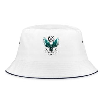 Viking Raven Vegvisir Valknut - Bucket Hat - white/navy - Front