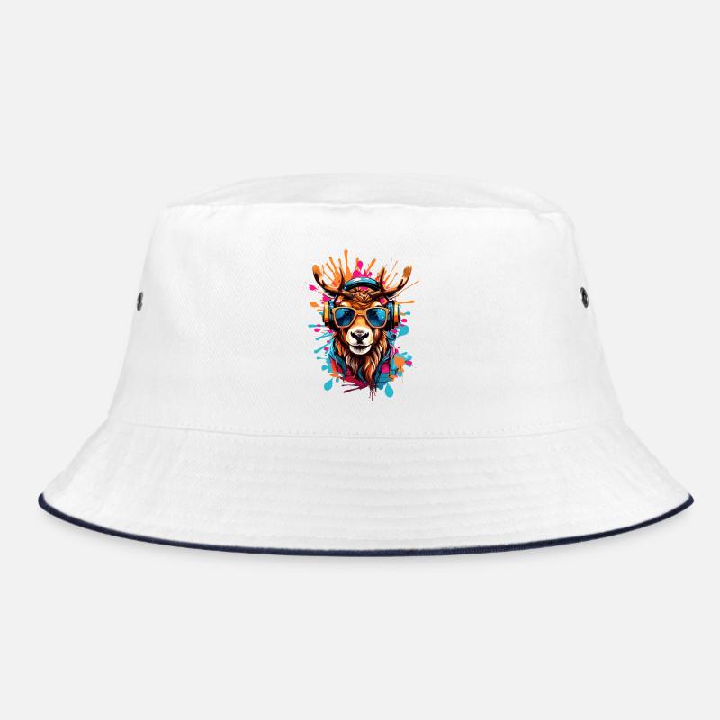 Coole Rentier - Bucket Hat - Weiß/Navy