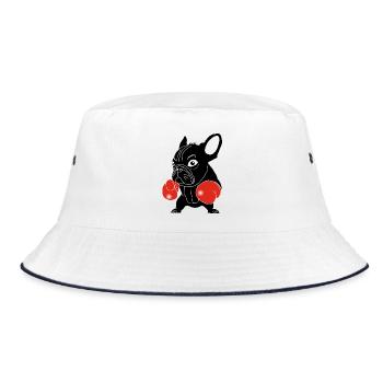 Chien noir boxeur - Bob - blanc/marine - Devant