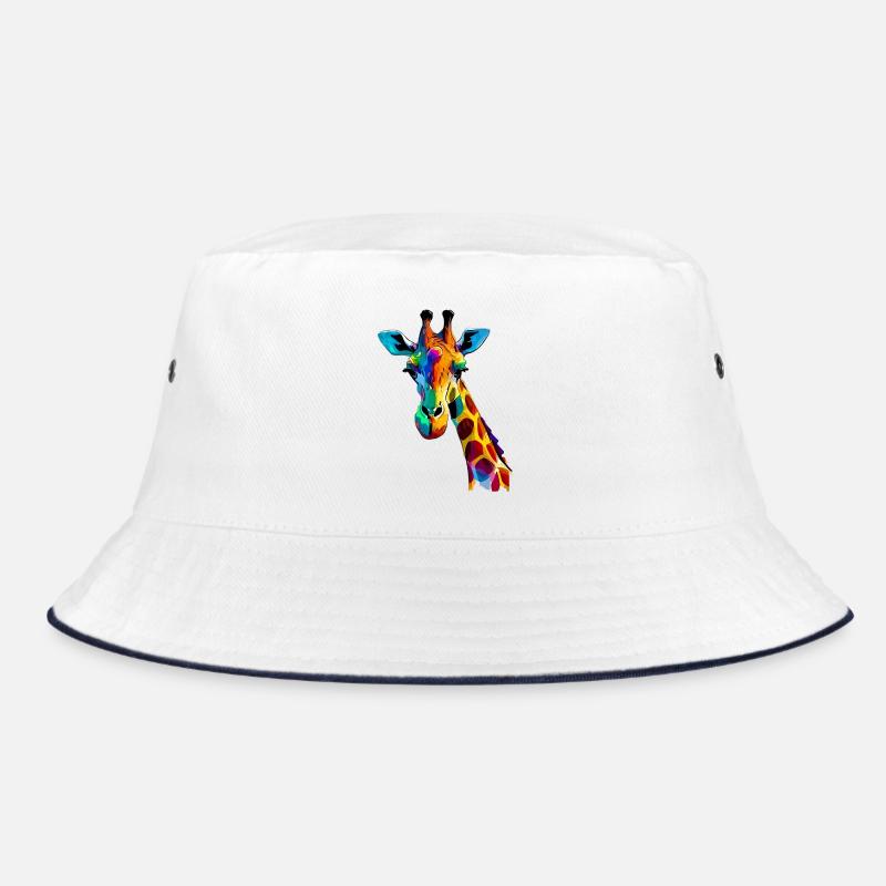 Giraffe - Bucket Hat - Weiß/Navy