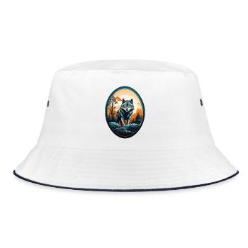 Forest dweller wolf - Bucket Hat - white/navy - Front