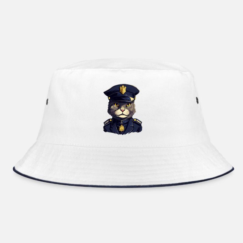Katzen Polizei - Bucket Hat - Weiß/Navy