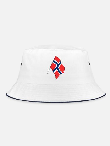 Flagge Norwegen - Bucket Hat - Weiß/Navy - Vorne