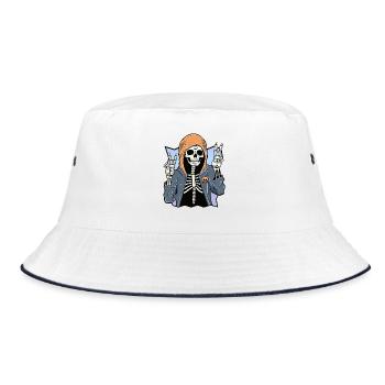 Skeleton with Hoodie - Bucket Hat - Weiß/Navy - Vorne