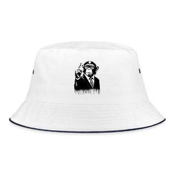Teacher. Monkey Life Affenleben - Bucket Hat - white/navy - Front