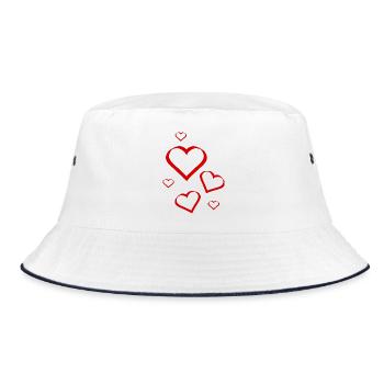 red heart red hearts red heart gift - Bucket Hat - white/navy - Front