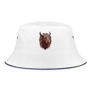Bull's Head - Bucket Hat - white/navy - Front