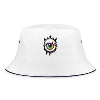 Auge mit Hörnern - Bucket Hat - Weiß/Navy - Vorne