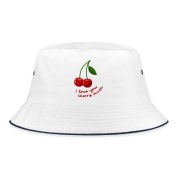 I love you cherry much - love you very much 2403-2 - Bucket Hat - Weiß/Navy - Vorne