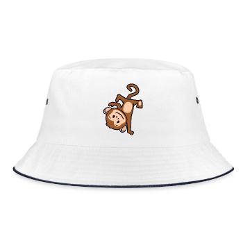 Hiphop-Affe - Bucket Hat - Weiß/Navy - Vorne