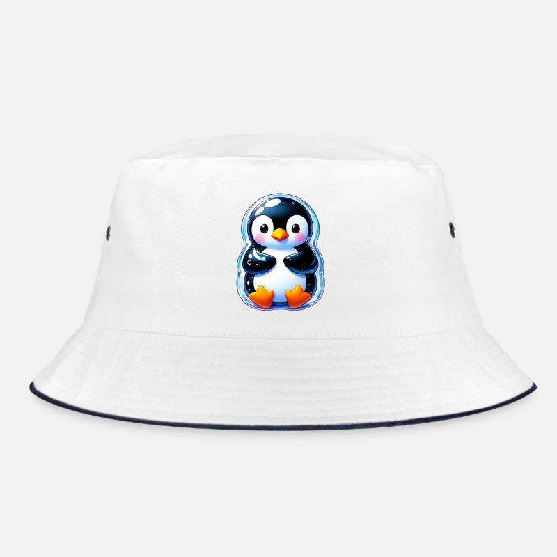 Pinguin - Bucket Hat - Weiß/Navy