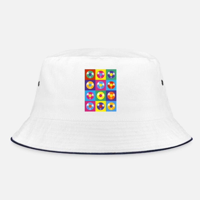 Lebendige Vinyl-Schallplatten-Pop-Art-Collage Bucket Hat