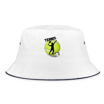 Tennis Player Silhouette on Tennis Ball - Bucket Hat - white/navy - Front