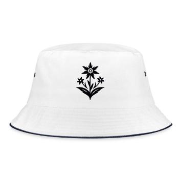Edelweiß / Blume - Bucket Hat - Weiß/Navy - Vorne