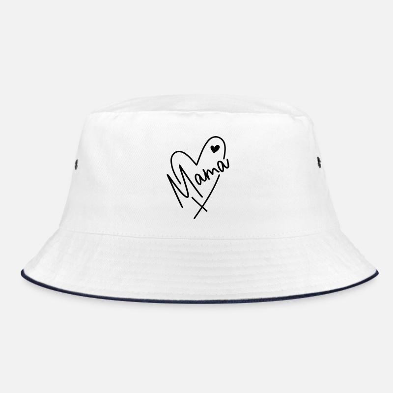 Mama Herz  - Bucket Hat - Weiß/Navy