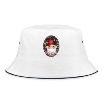 Magical Cute Garden Gnome Flowers Garden - Bucket Hat - white/navy - Front