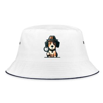 Mystery Hound: The Case of the Curious Canine - Bucket Hat - white/navy - Front