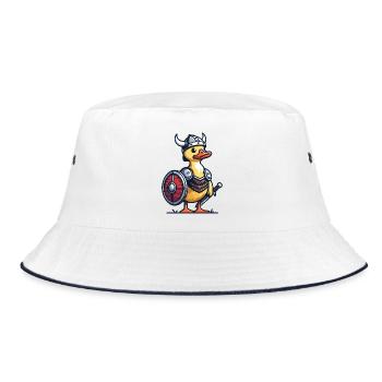 Viking Quacksalber: Die Ente von Walhalla - Bucket Hat - Weiß/Navy - Vorne