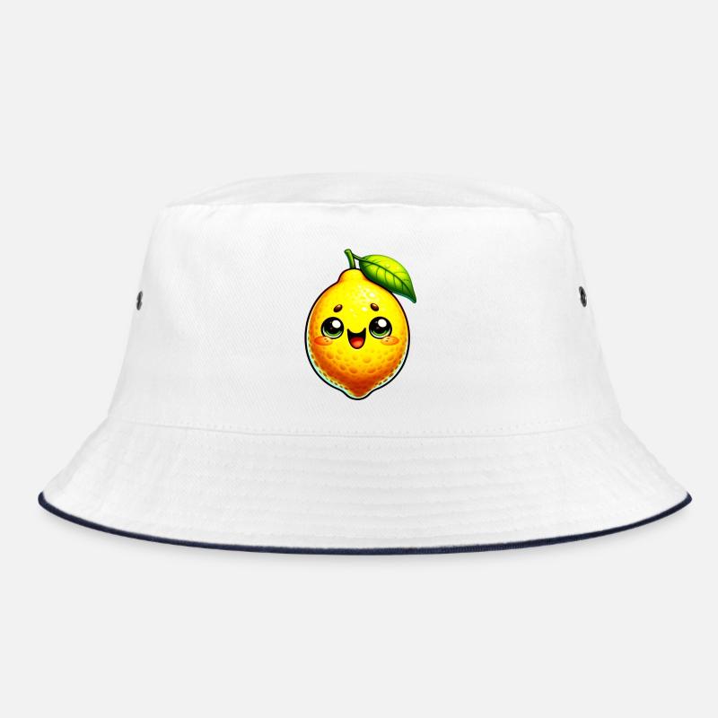 Zitrone Zitronen - Bucket Hat - Weiß/Navy