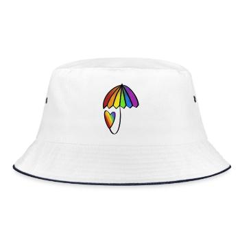 Regenbogen Herz mit Schirm - Bucket Hat - Weiß/Navy - Vorne