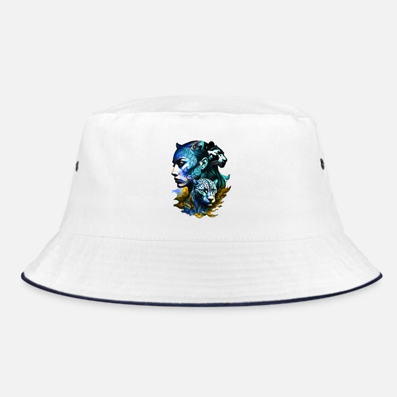 Leopard with a legendary female face Bucket Hat