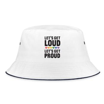 LGBT Pride Month - Let's get Loud, let's get proud - Bucket Hat - Weiß/Navy - Vorne