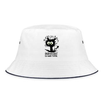 Grundschule Abschluss 2026 Katze Ich habe fertig  - Bucket Hat - Weiß/Navy - Vorne