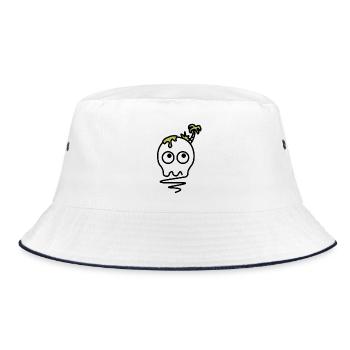 Totenkopf Insel - Bucket Hat - Weiß/Navy - Vorne