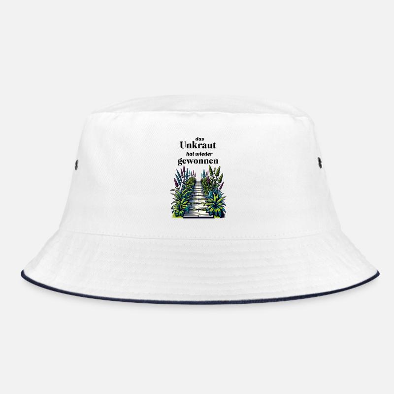 lustiger Gartenspruch - Unkraut - lachen im Garten - Bucket Hat - Weiß/Navy