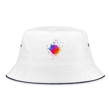 Colorful Paint Splashes - Gradient Watercolor Painting - Bucket Hat - white/navy - Front