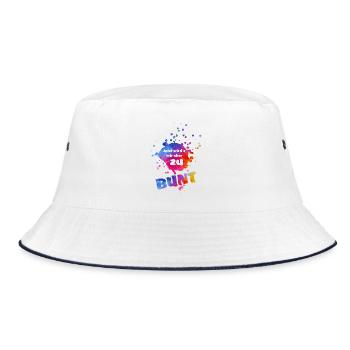 Jetzt wird´s mir aber zu bunt - bunter Farbklecks  - Bucket Hat - Weiß/Navy - Vorne