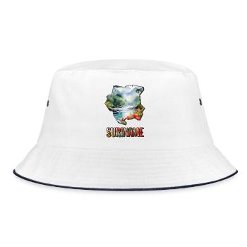 Watercolor Map of Suriname - Bucket Hat - white/navy - Front