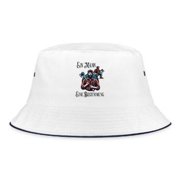 Holzfäller Lustiger Spruch Mann Axt Holz Machen - Bucket Hat - Weiß/Navy - Vorne