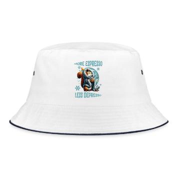 More Espresso Less Depresso - Bucket Hat - white/navy - Front