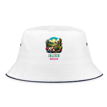 Jalisco Mexico cactus desert design - Bucket Hat - white/navy - Front