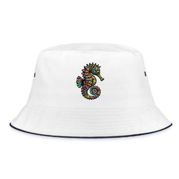 Seepferdchen - Bucket Hat - Weiß/Navy - Vorne