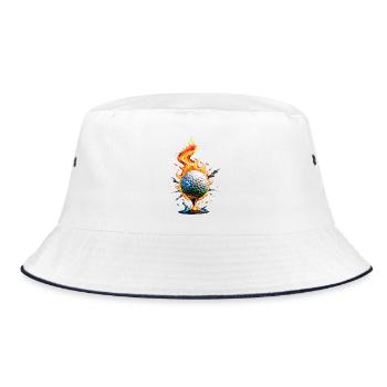 Shiny white golf ball - Bucket Hat - white/navy - Front